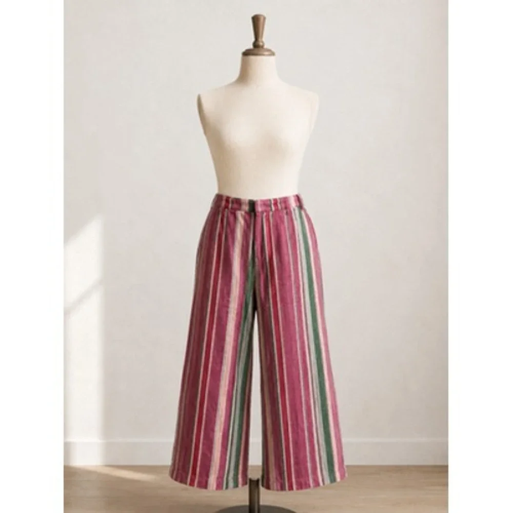 Free People Pants Womens 14 Pink Stripe Knit Ankle Pull On Elastic Waist Lounge